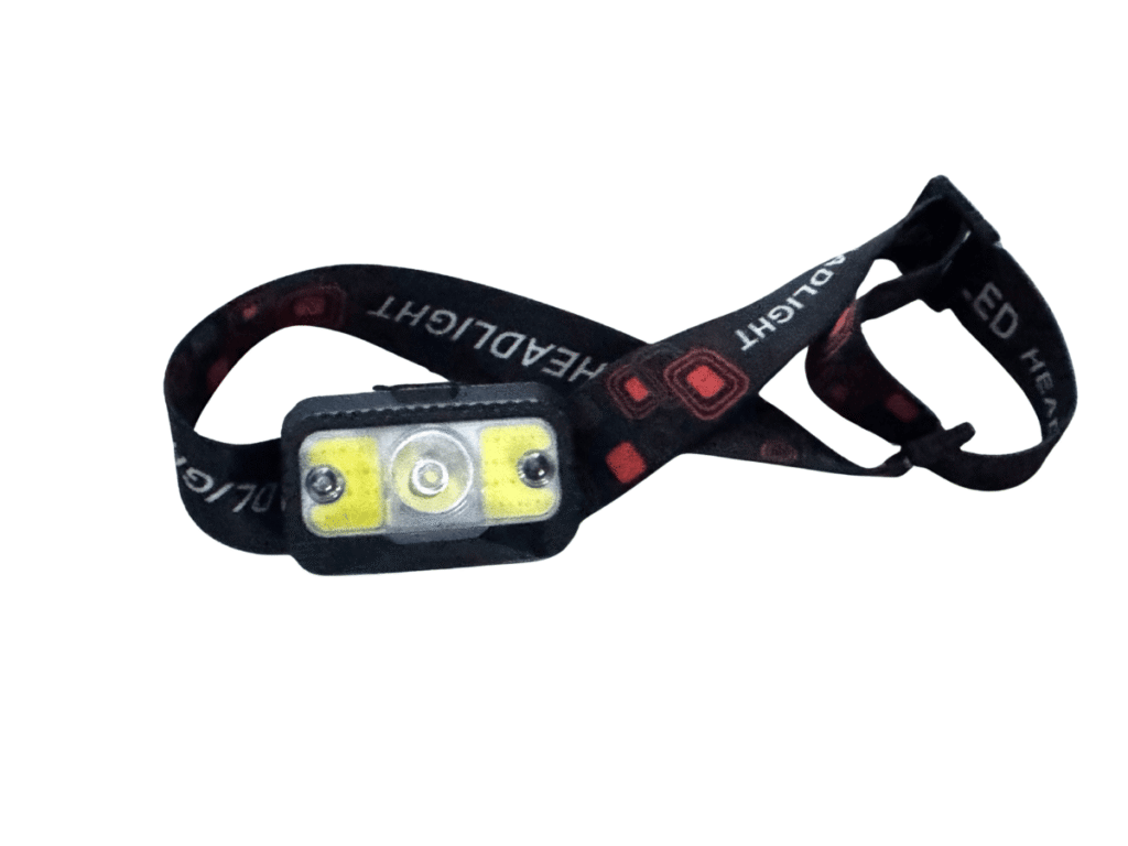 rechargeable headlamp with black strap