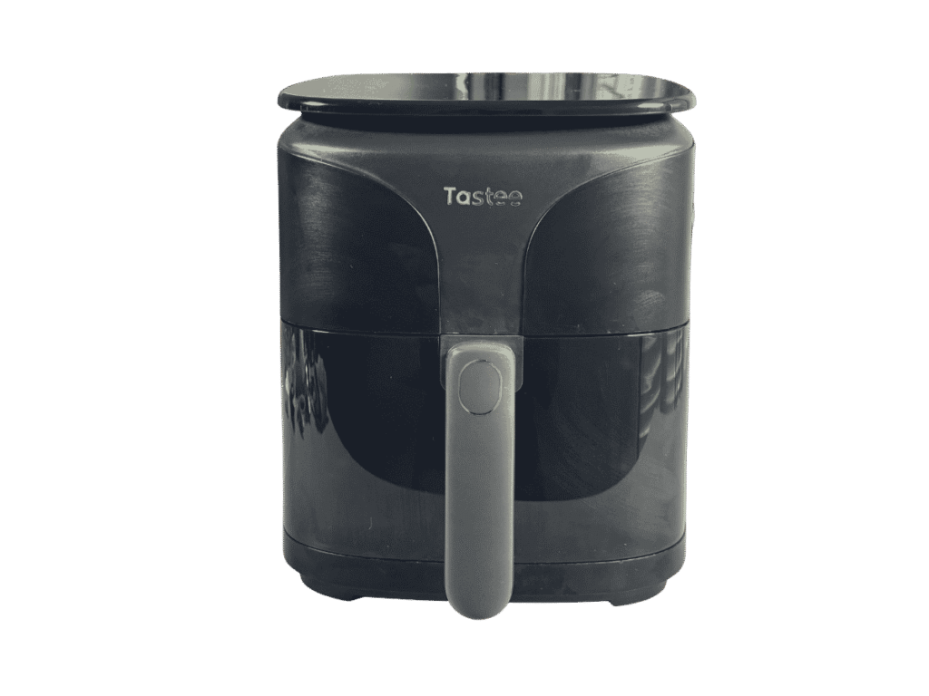 Front view of a dark grey and black Tastee countertop air fryer appliance